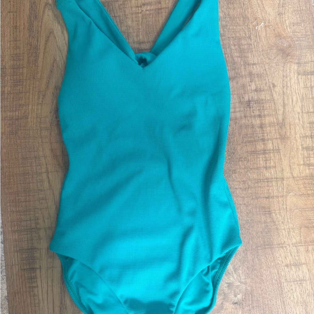 Shade & Shore Teal V-Neck One-Piece Swimsuit